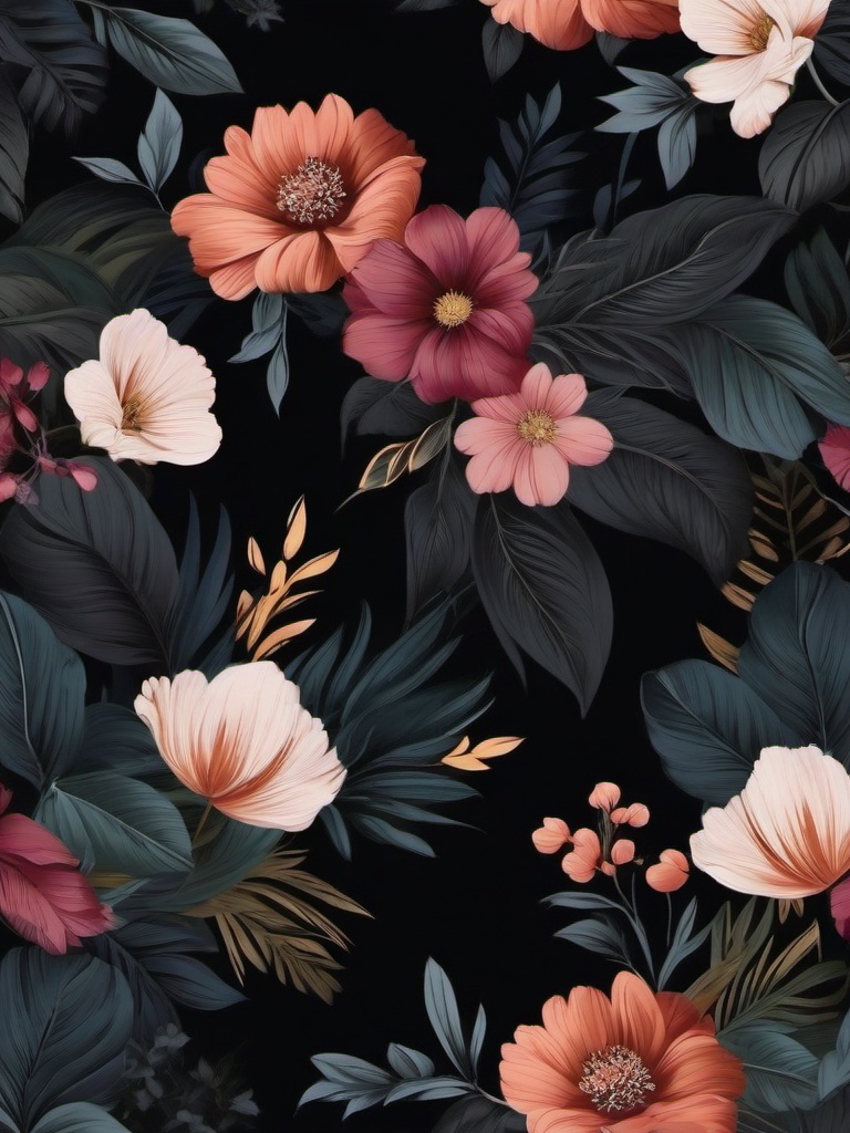 Dark Floral Wall Mural  ,mobile iphone background wallpaper