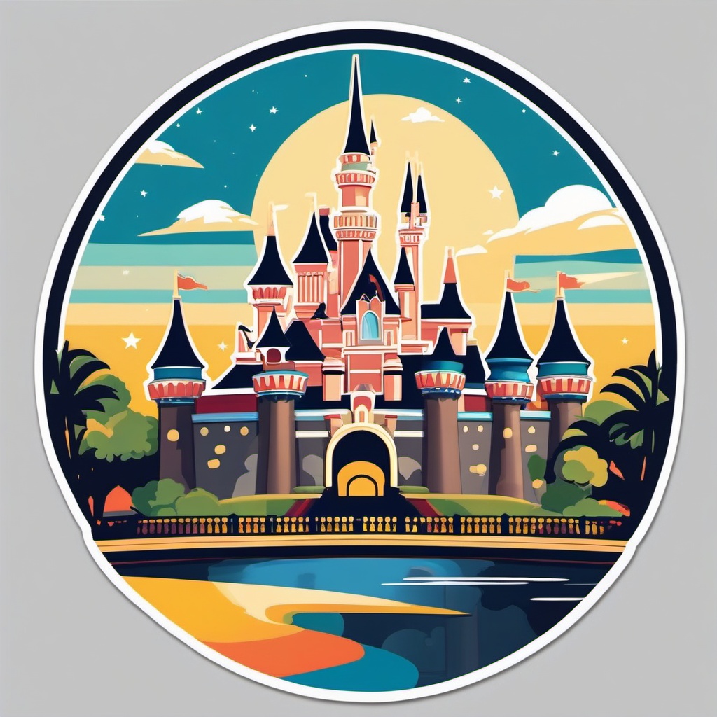 Disneyland sticker- Famous theme park in Anaheim, California, , sticker vector art, minimalist design