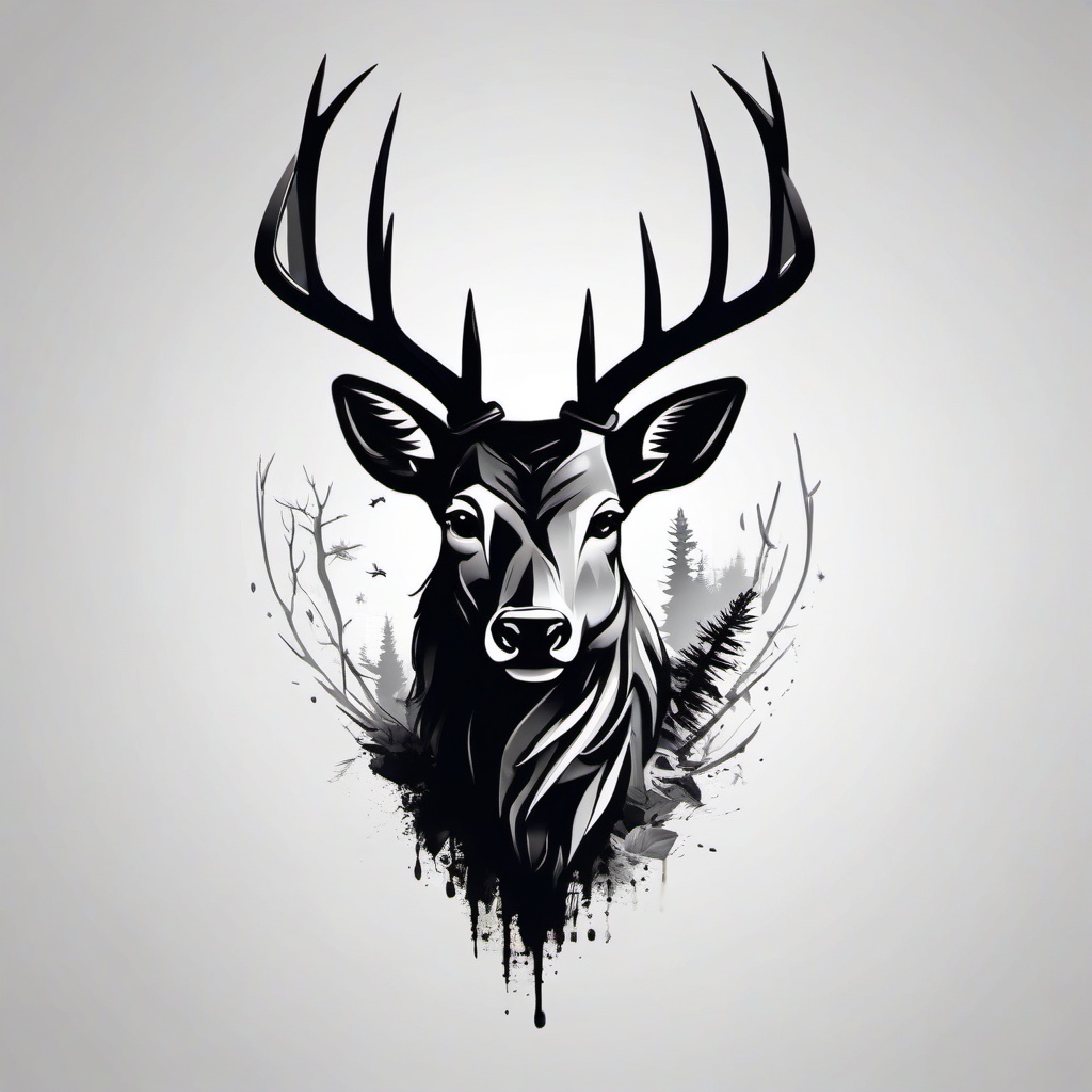 mens hunting tattoo ideas  simple color tattoo,minimal,white background