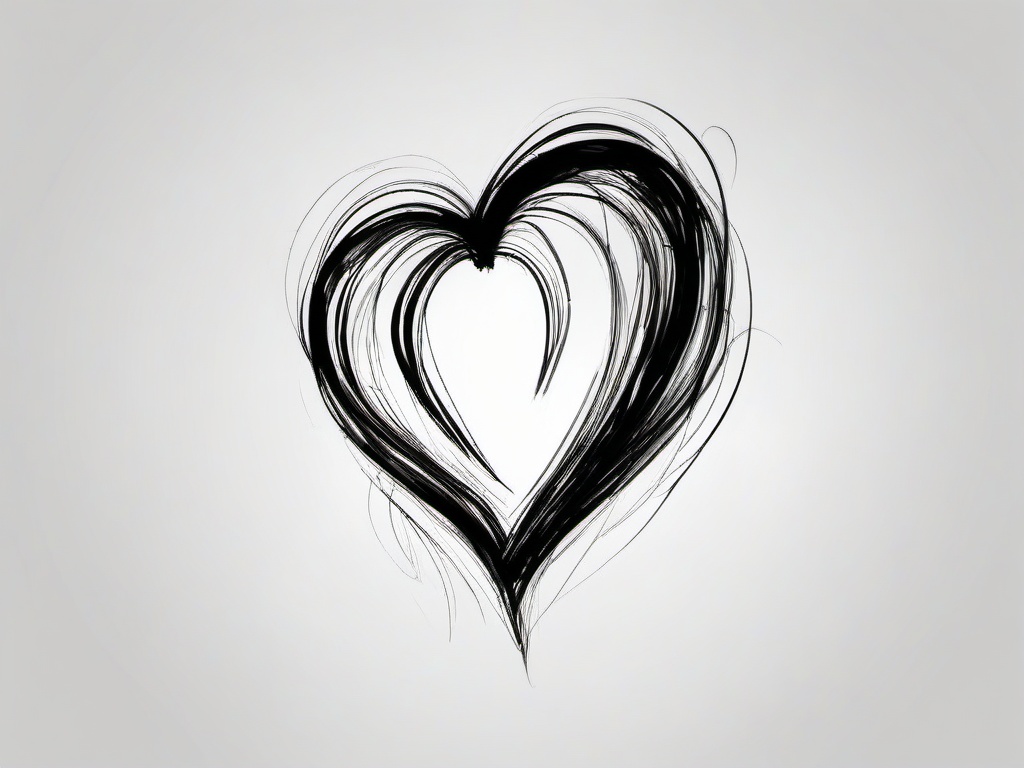 sketch of a heart  minimal rough sketch scribbles,doodles,black and white