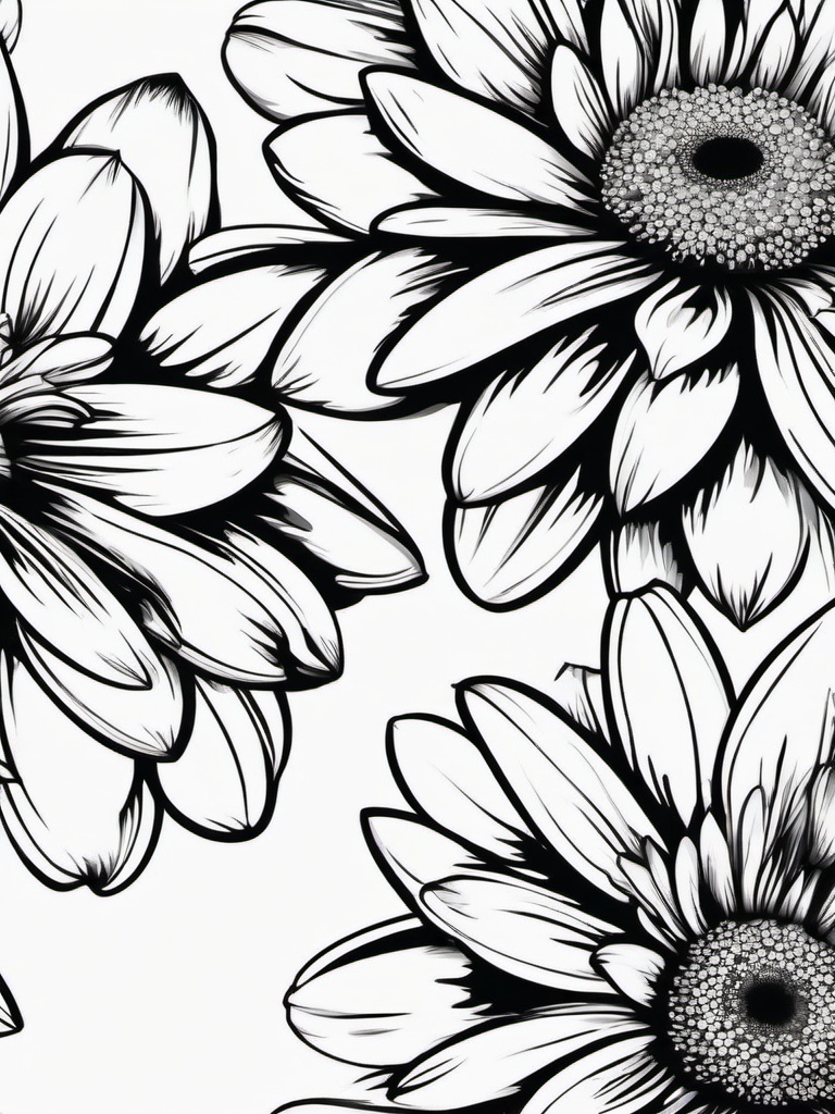 Black Daisy Tattoo-Embrace of mystery and elegance with a black daisy tattoo, a unique and enigmatic choice for floral ink.  simple vector color tattoo