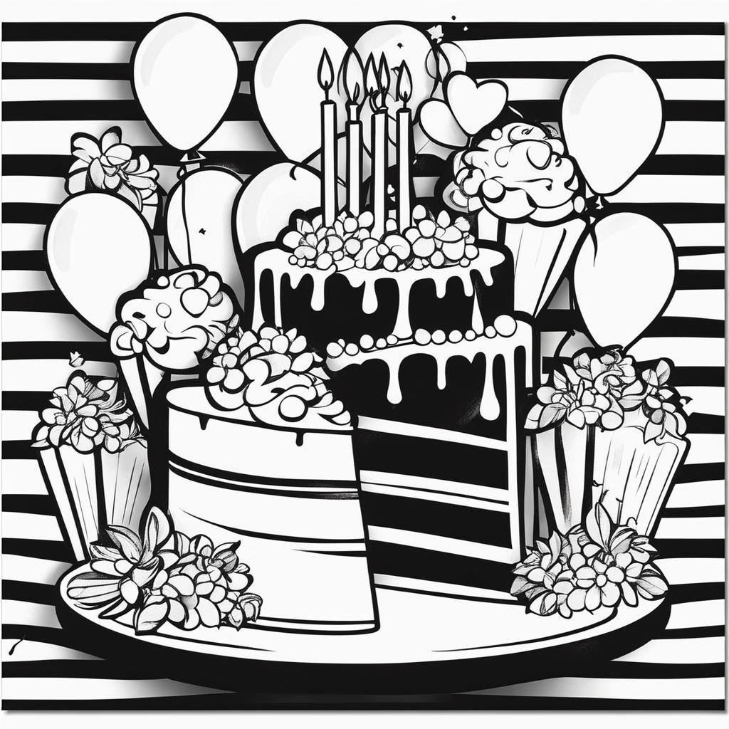 happy birthday clipart black and white - celebrating with joy. 