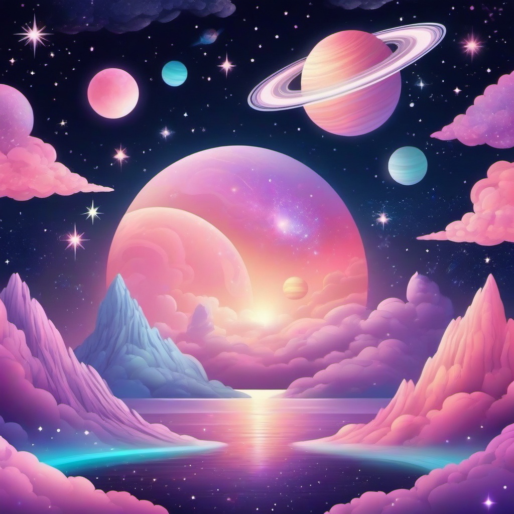 Pastel Space Dreamscape with Celestial Wonders Cute Space Aesthetic Wallpapers intricate details, patterns, wallpaper photo