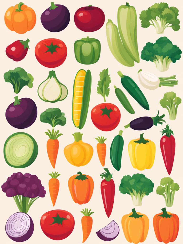 vegetables clipart - a colorful assortment of fresh and healthy vegetables 