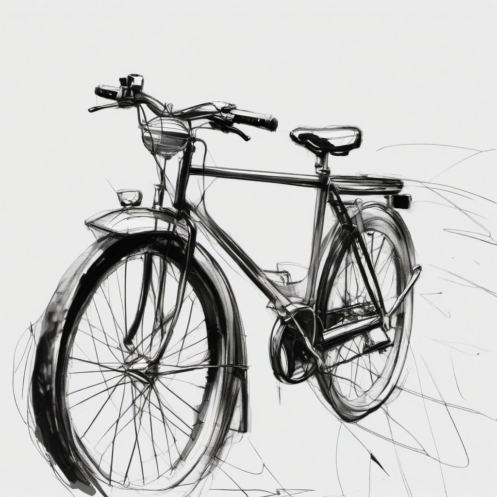 simple drawing of a bike  minimal rough sketch scribbles,doodles,black and white