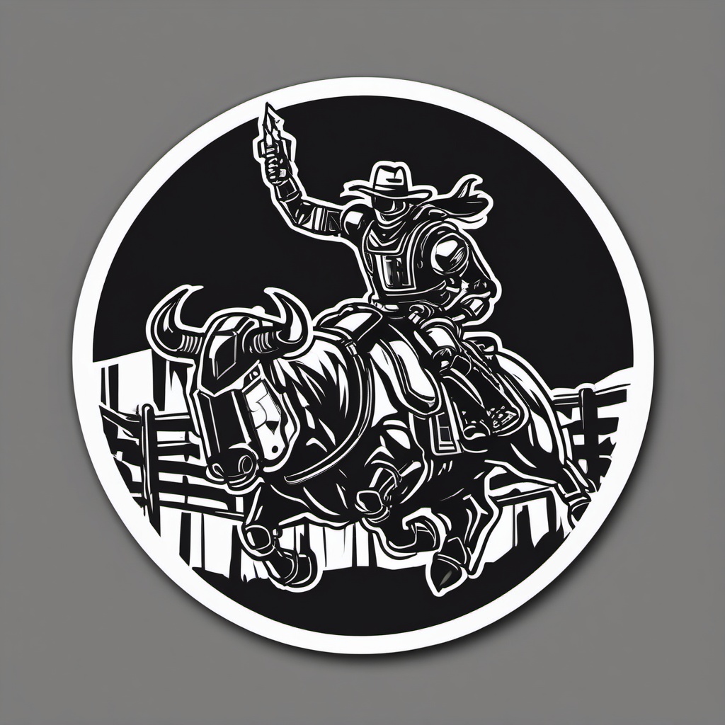 Robot Rodeo sticker- Mechanical Bull Riding, , sticker vector art, minimalist design