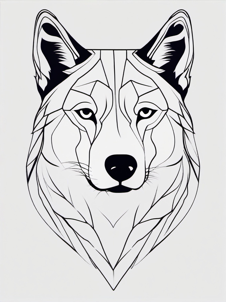 husky outline tattoo  simple color tattoo,minimal,white background