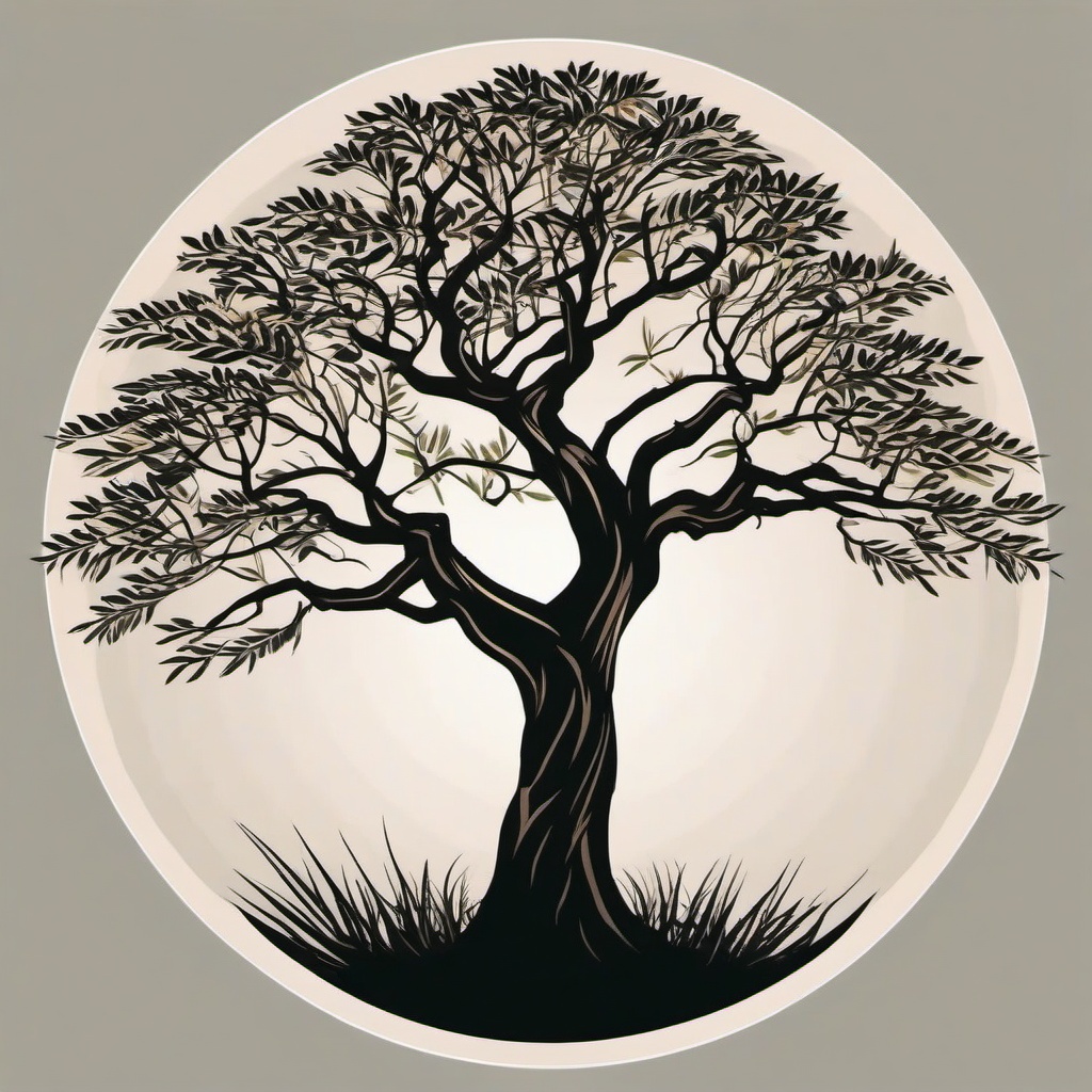 acacia tree tattoo  simple vector color tattoo