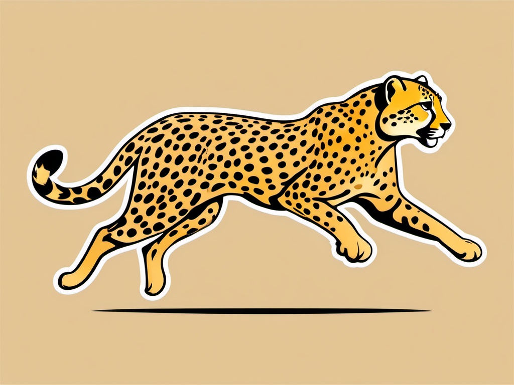 Cheetah Clip Art - Speedy cheetah in pursuit,  color vector clipart, minimal style