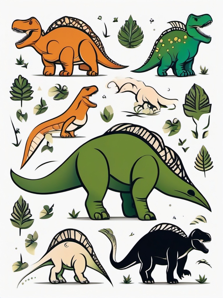 Dinosaur Tattoo Matching - Symbolize unity and connection with matching dinosaur-themed tattoos.  simple vector color tattoo,minimal,white background