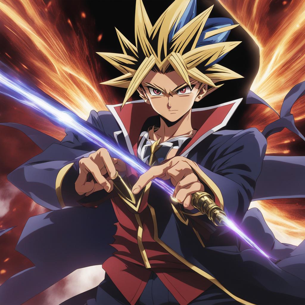 yugi mutou summons powerful monsters in a high-stakes duel monsters match. 