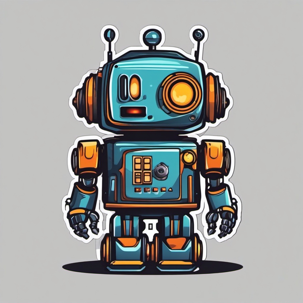 Cute Robot Friend sticker- Mechanical Joy Companion, , color sticker vector art