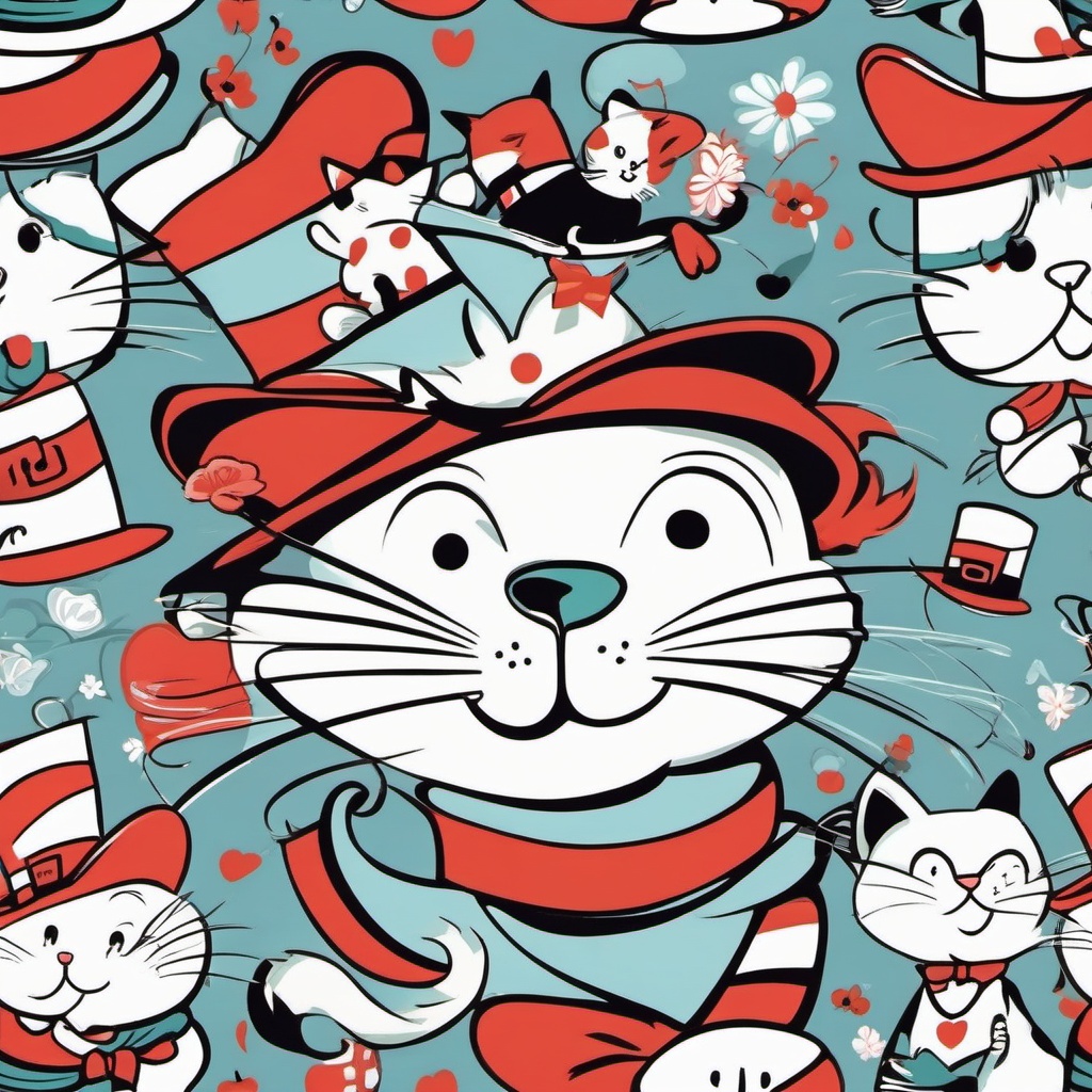 Clip art cat in the hat, The Cat in the Hat bringing his whimsical charm.  simple, 2d flat