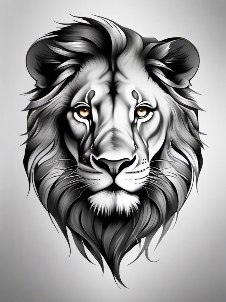 Half lion face tattoo, Creative tattoos showcasing half of a lion's face. , color tattoo designs, white clean background