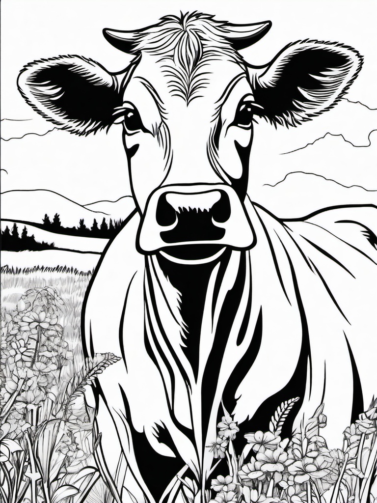 Cow Coloring Pages - Gentle Milk Producing Mammal  black outline printable coloring page