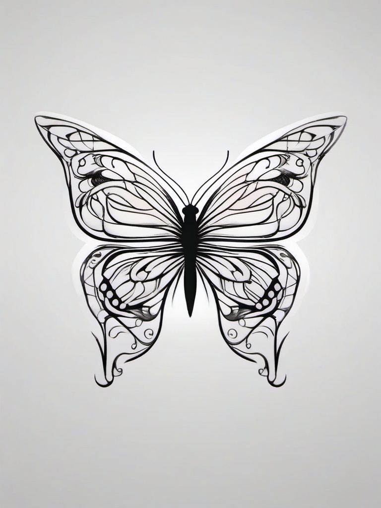 butterfly tattoo to cover scar  simple color tattoo, minimal, white background