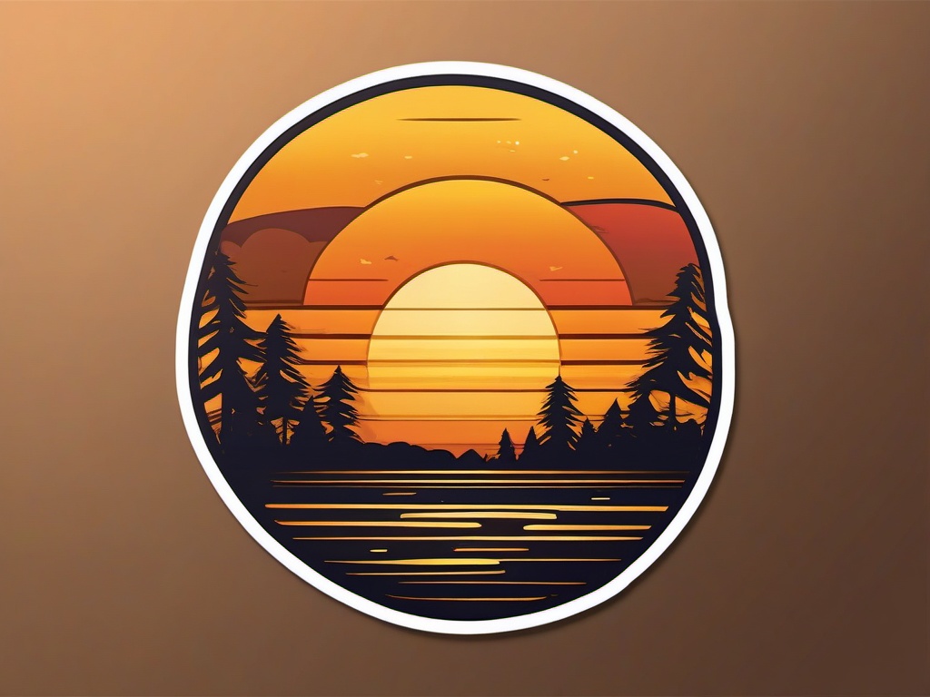 Golden Hour Sticker - Enjoy the magical glow of golden hour with this captivating and warm-toned sticker, , sticker vector art, minimalist design