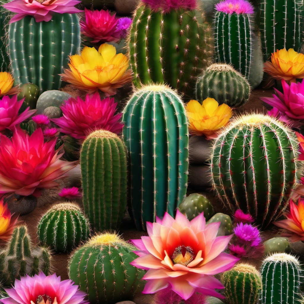 Cactus Desert Garden - Embrace the beauty of desert cacti with a cactus garden. multicoloured, photo realistic, hyper detail, high resolution