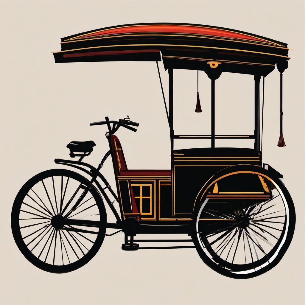 Rickshaw Clipart - A traditional cycle rickshaw used in Asia.  color vector clipart, minimal style