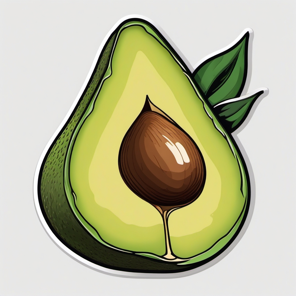 Avocado slice with a crown tattoo. Royal fruit elegance.  color tattoo style, minimalist design,white background