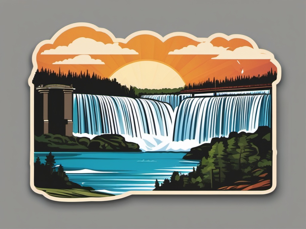 Niagara Falls sticker- Magnificent waterfalls on the US-Canada border, , sticker vector art, minimalist design