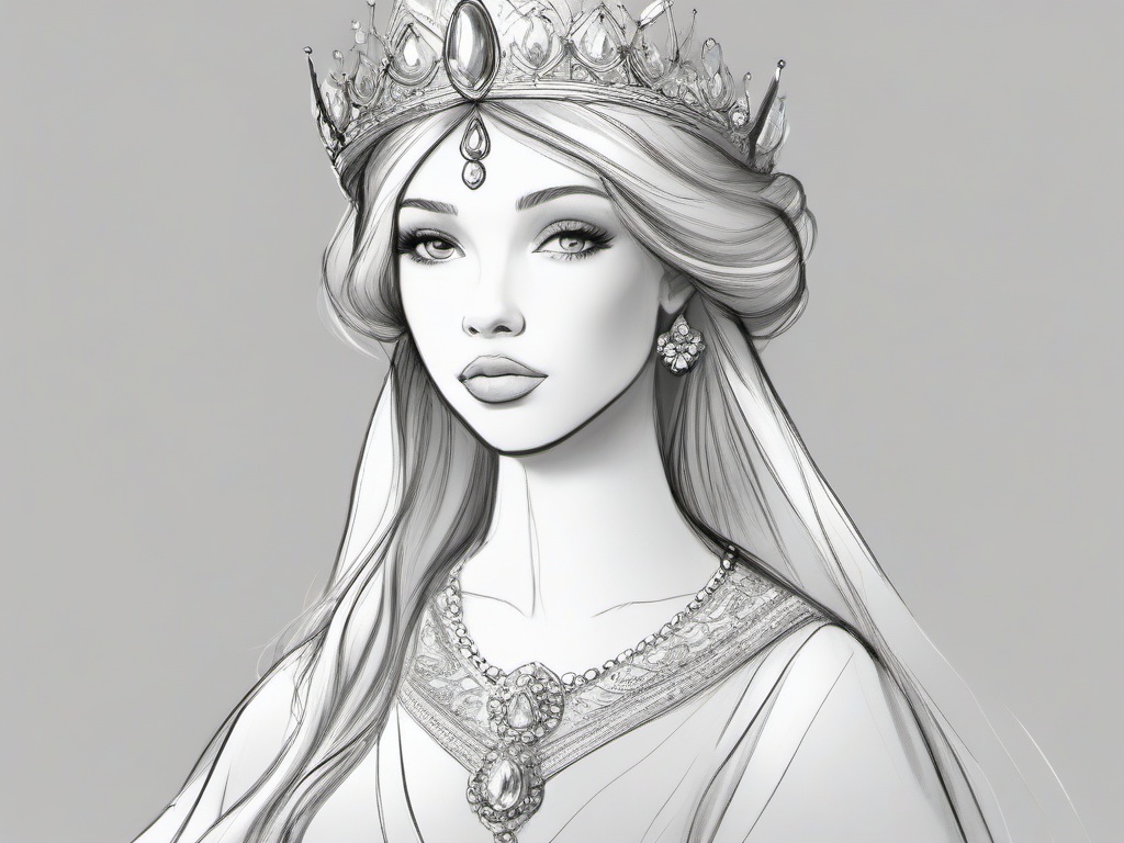 sketch of a princess  minimal rough sketch scribbles,doodles,black and white