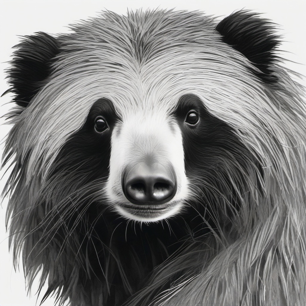 drawing of a sloth bear  minimal rough sketch scribbles,doodles,black and white