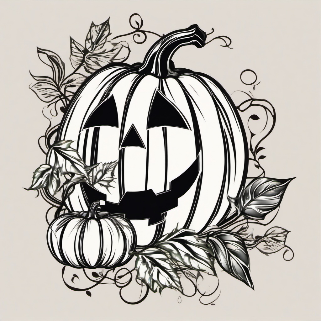 pumpkin vine tattoo  simple vector color tattoo