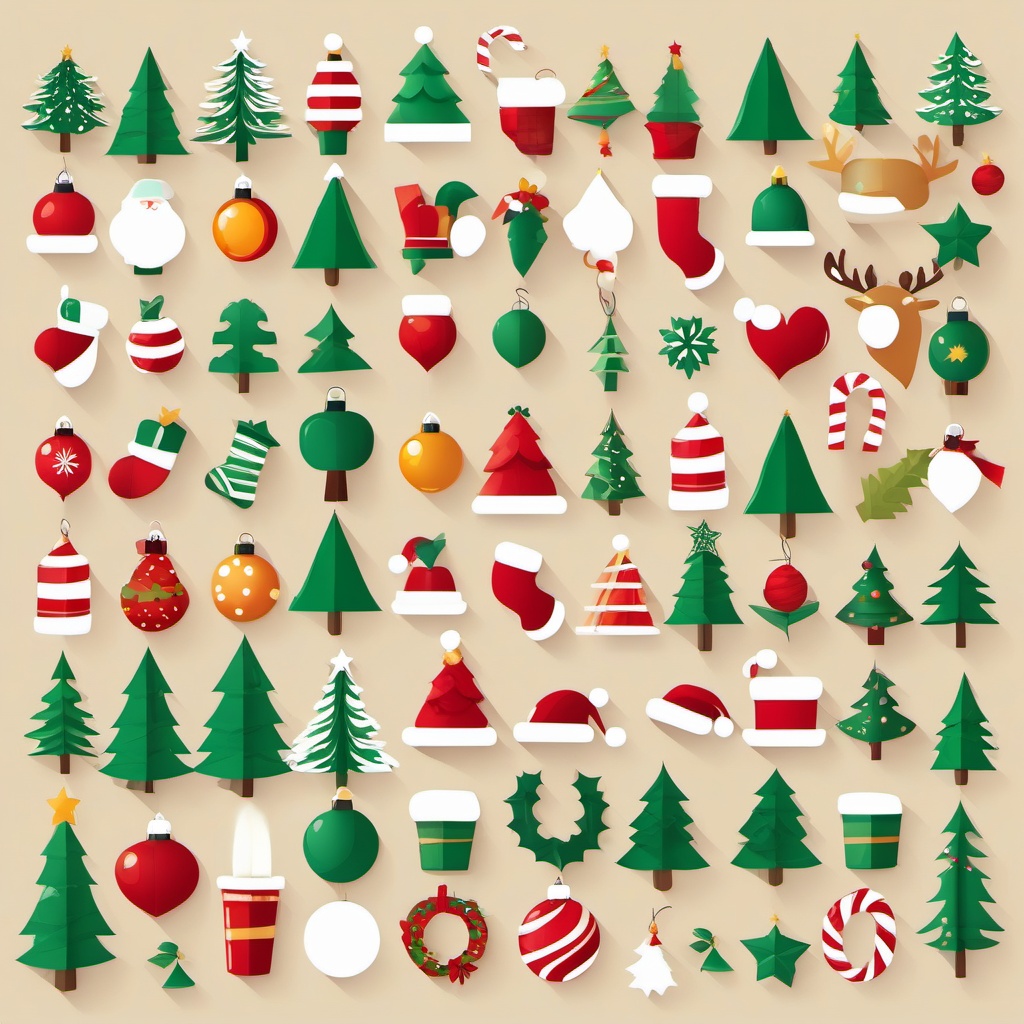 Christmas arts and crafts clipart  simple, 2d flat