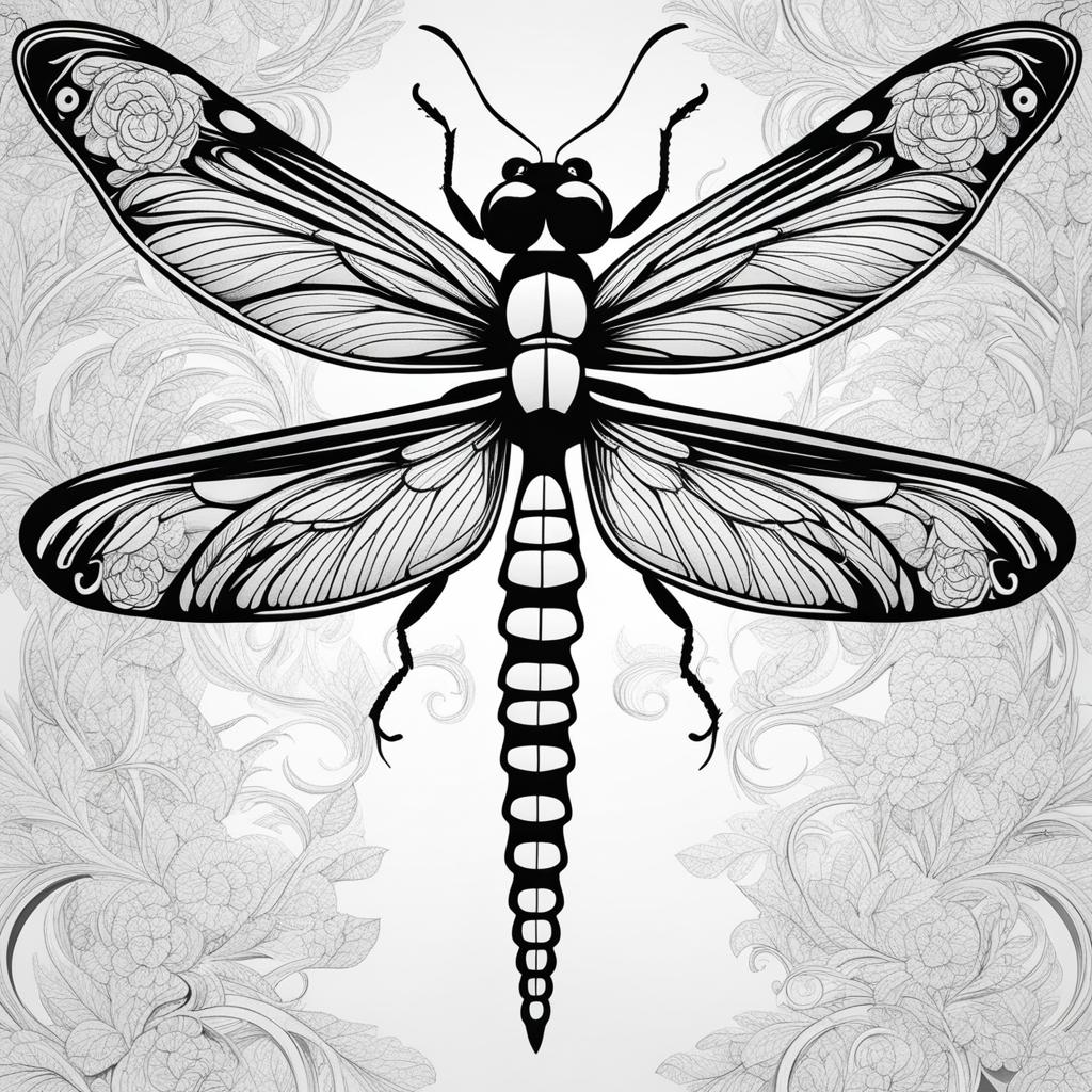 dragonfly tattoo black and white design 