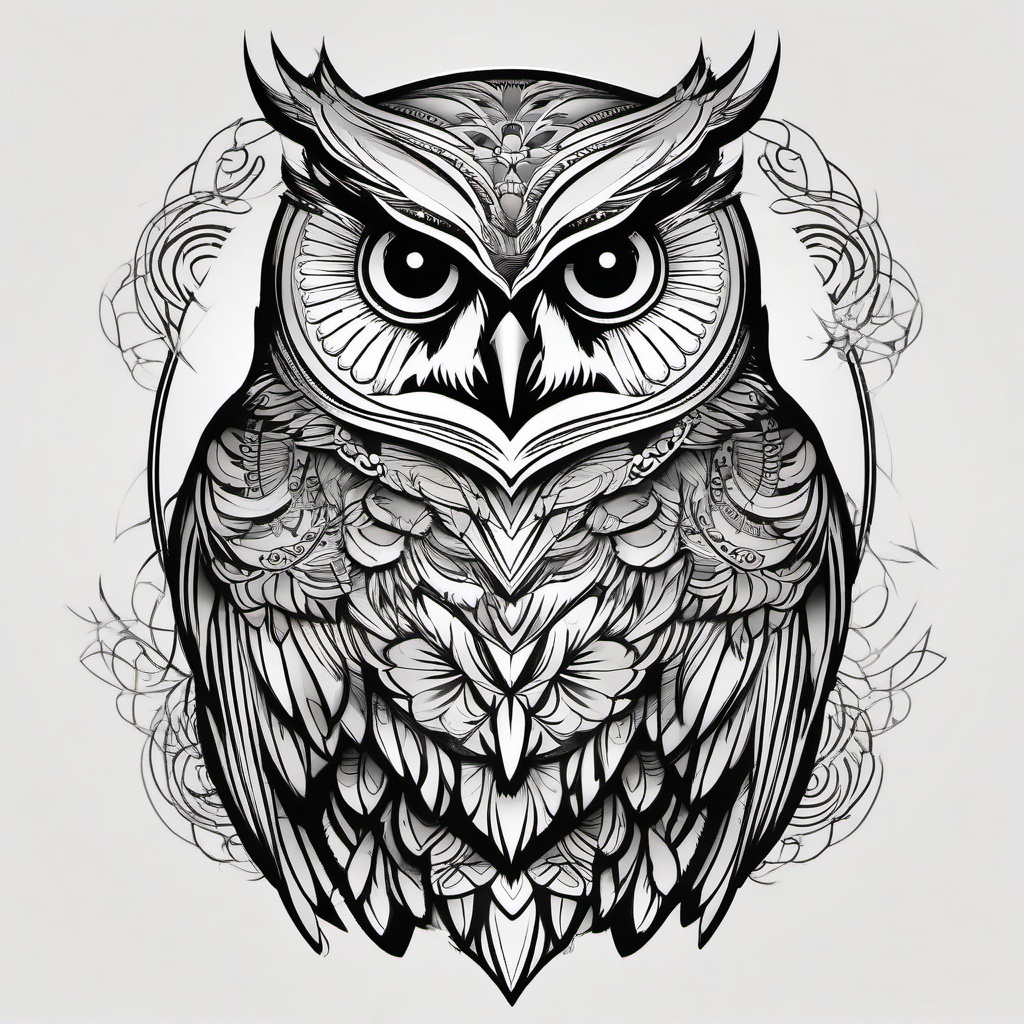 Black and White Owl Tattoo Designs - Embrace classic simplicity with black and white owl tattoo designs.  simple color tattoo,vector style,white background