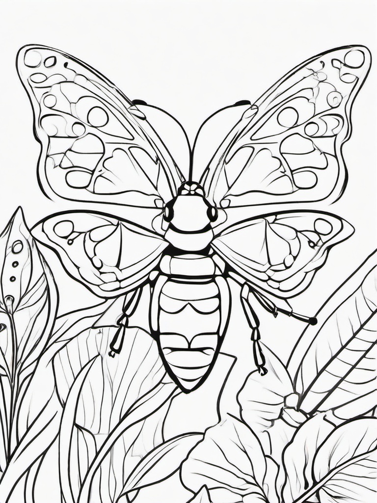 Bug Coloring Pages - Ladybug riding on a butterfly  simple coloring pages