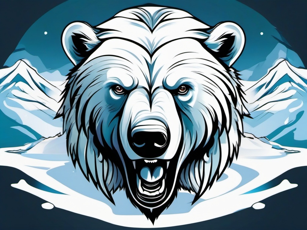 angry polar bear tattoo  simple vector color tattoo