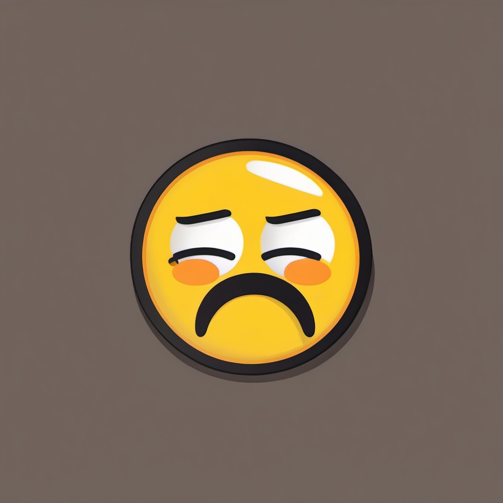 Emoji sad face sticker- Expressive and emotive, , sticker vector art, minimalist design