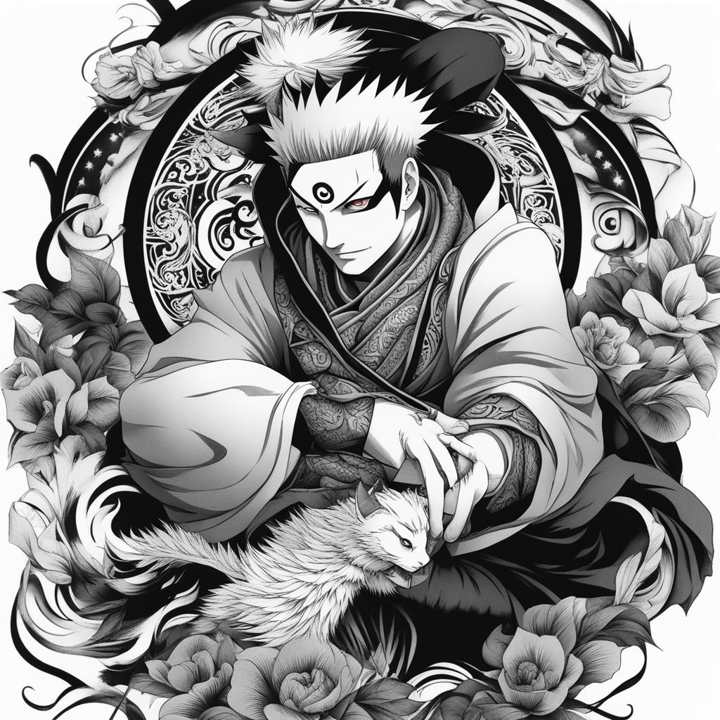 gaara tattoo black and white design 