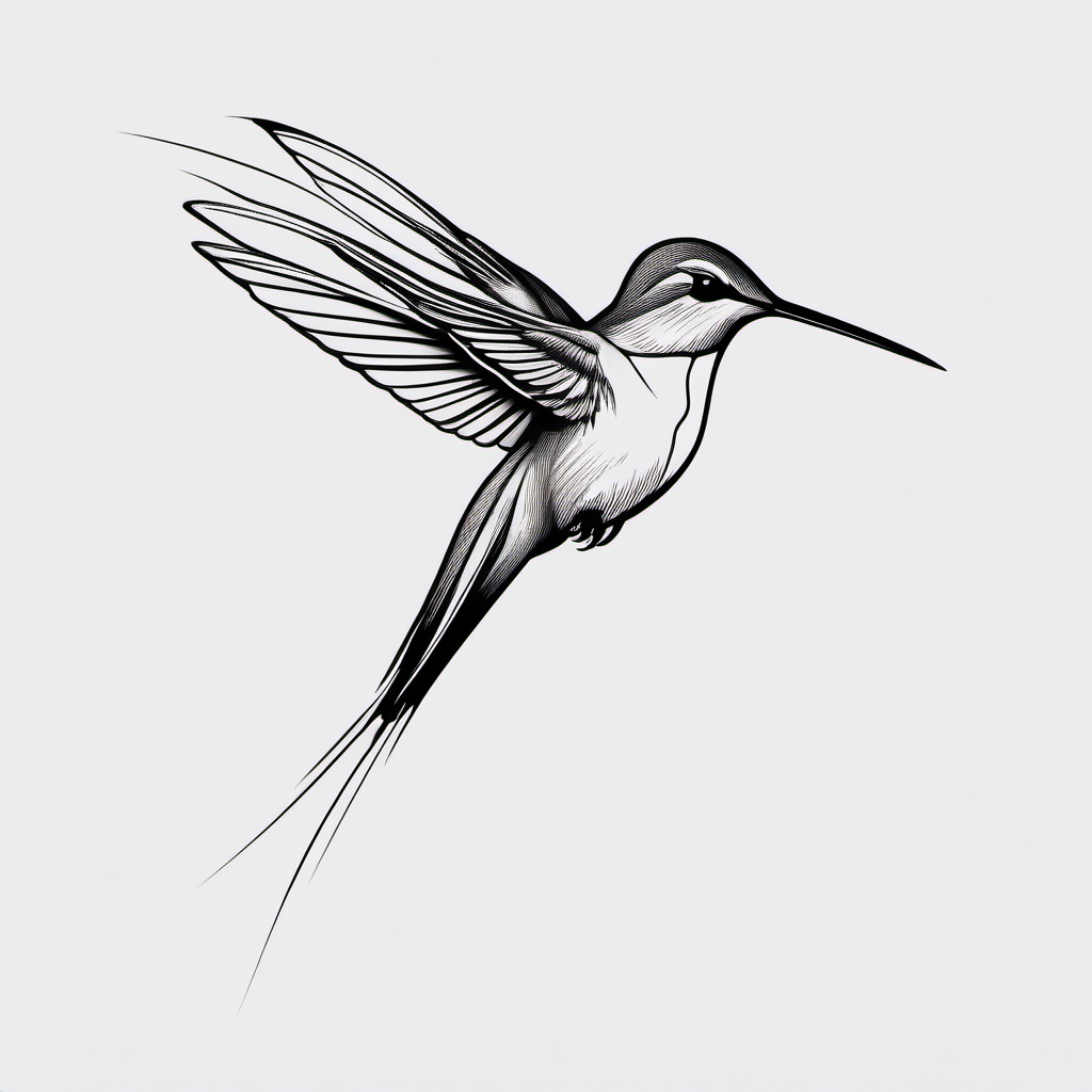 Simple Humming Bird Tattoo - Simple hummingbird tattoo  minimal tattoo design, white background