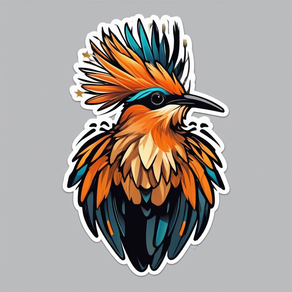 Hoopoe Sticker - A hoopoe with a distinctive crown of feathers, ,vector color sticker art,minimal