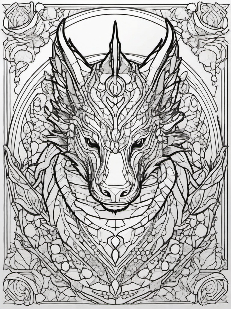 Dragon with Magic Crystals Coloring Pages - Enigmatic Dragon Surrounded by Gems  minimal black outline printable sheet, coloring page