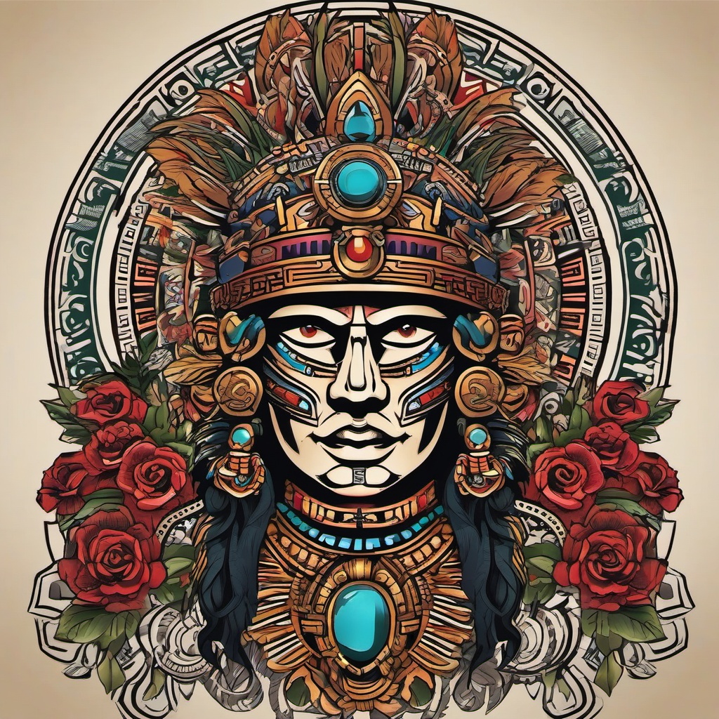 aztec god tattoo  simple vector color tattoo