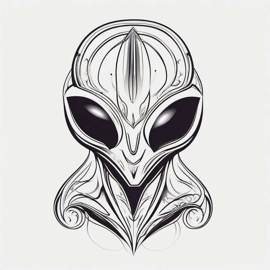 Alien Small Tattoo - Delicate yet impactful small alien tattoo.  simple color tattoo,vector style,white background