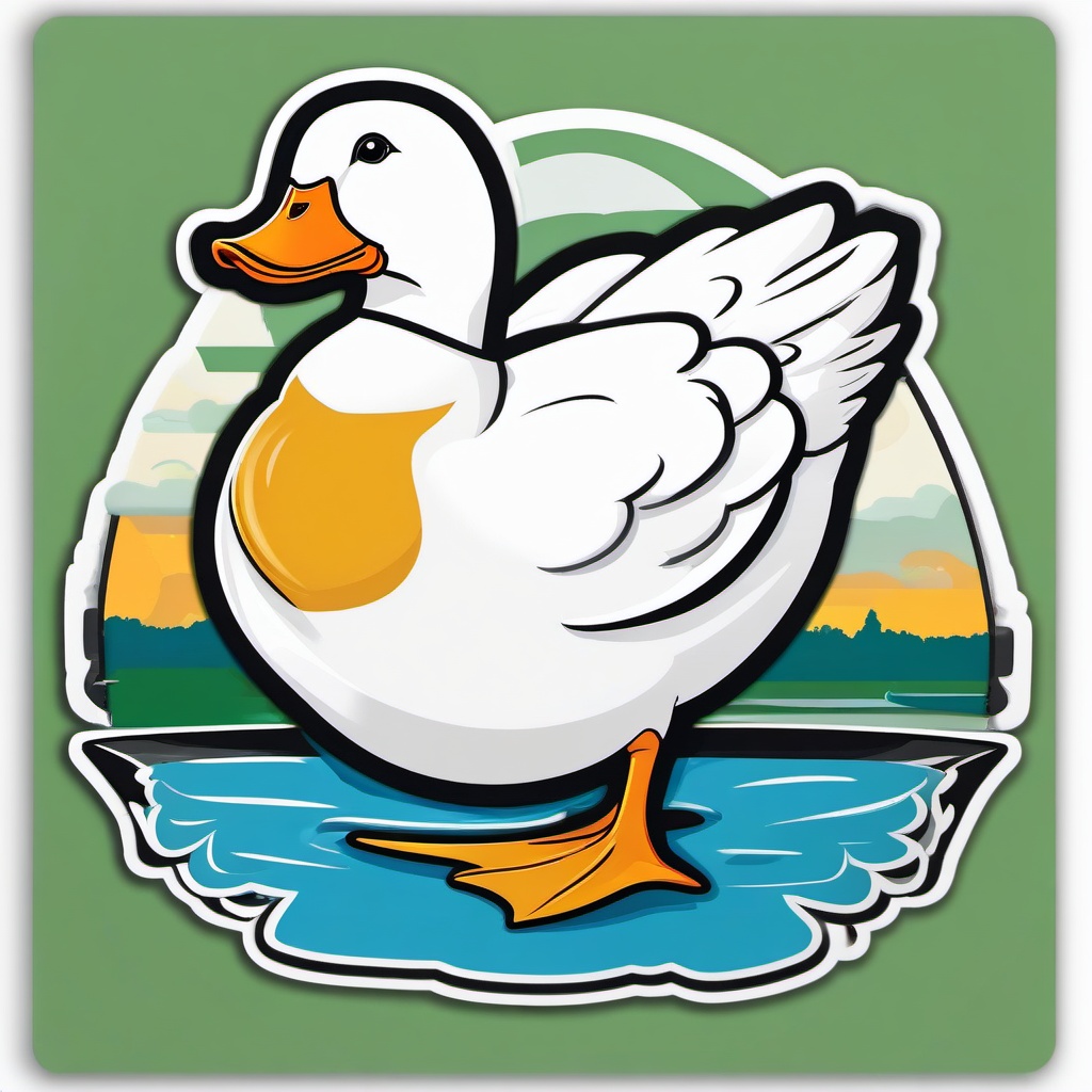 Aylesbury Duck cartoon - large, white duck known for meat quality  cartoon sticker style