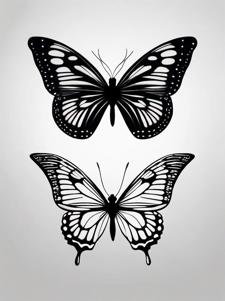 small black butterfly tattoo  simple color tattoo, minimal, white background