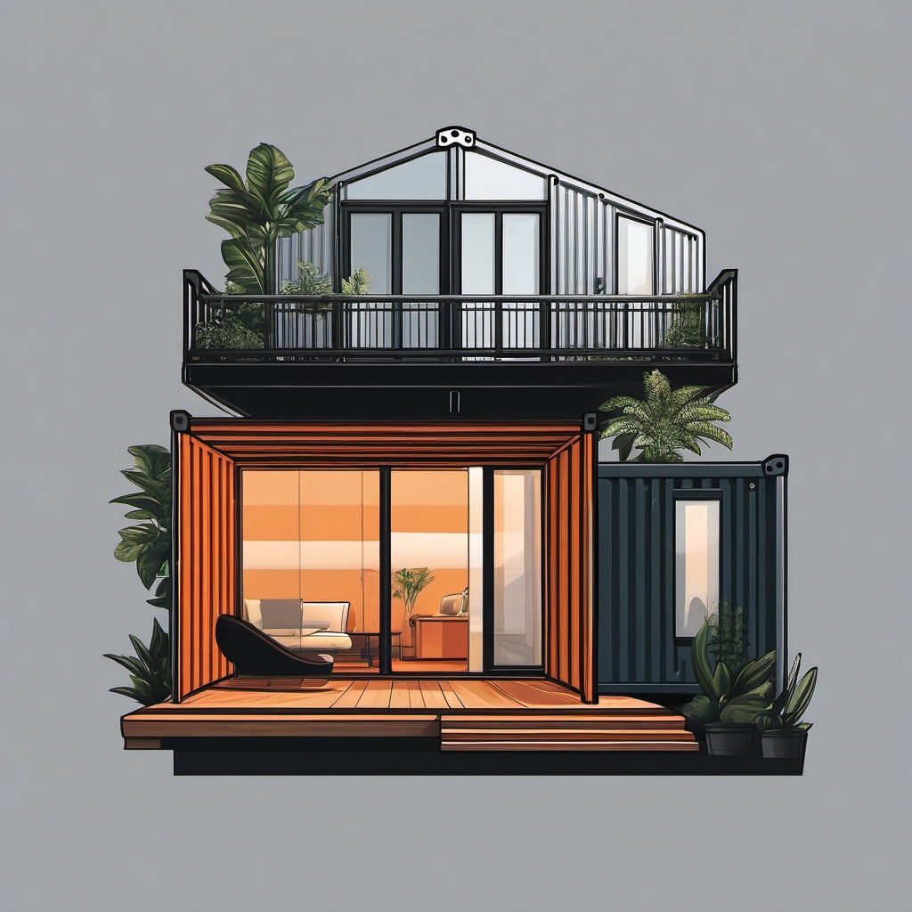 Container Home Sticker - Explore sustainable living with the innovative and container home sticker, , sticker vector art, minimalist design