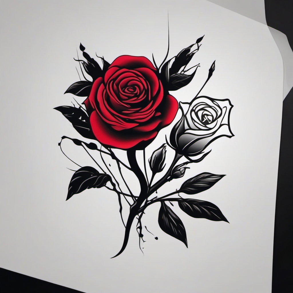 Black flag with rose tattoo. Beauty in rebellion.  minimal color tattoo design