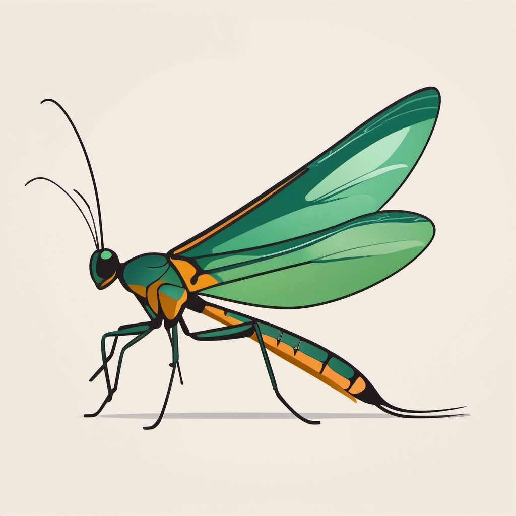 Mantidfly Clip Art - A mantidfly with a mantis-like appearance,  color vector clipart, minimal style