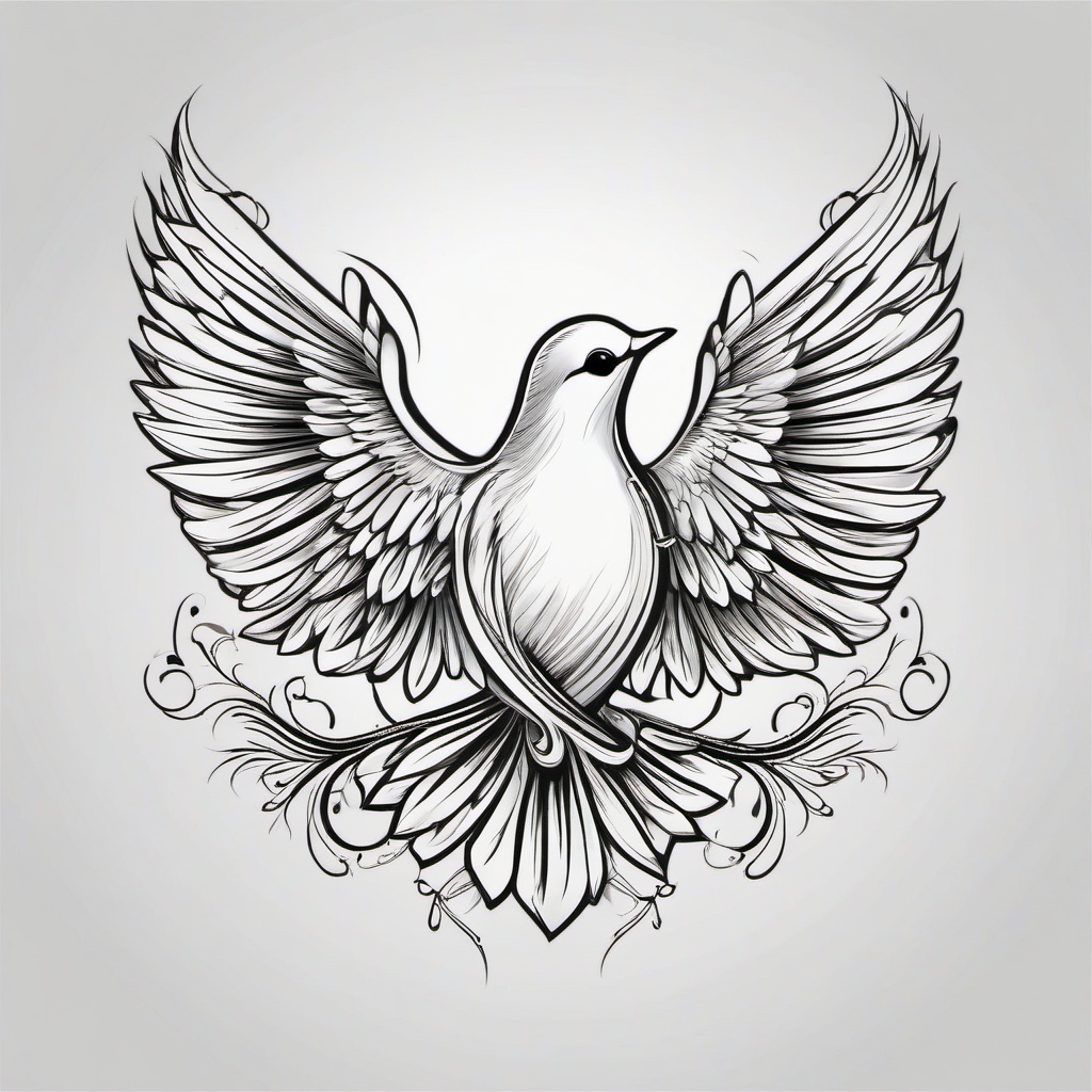 In Loving Memory Meaningful Small Dove Tattoos-Heartfelt and meaningful small dove tattoos dedicated to remembering and honoring loved ones.  simple color vector tattoo