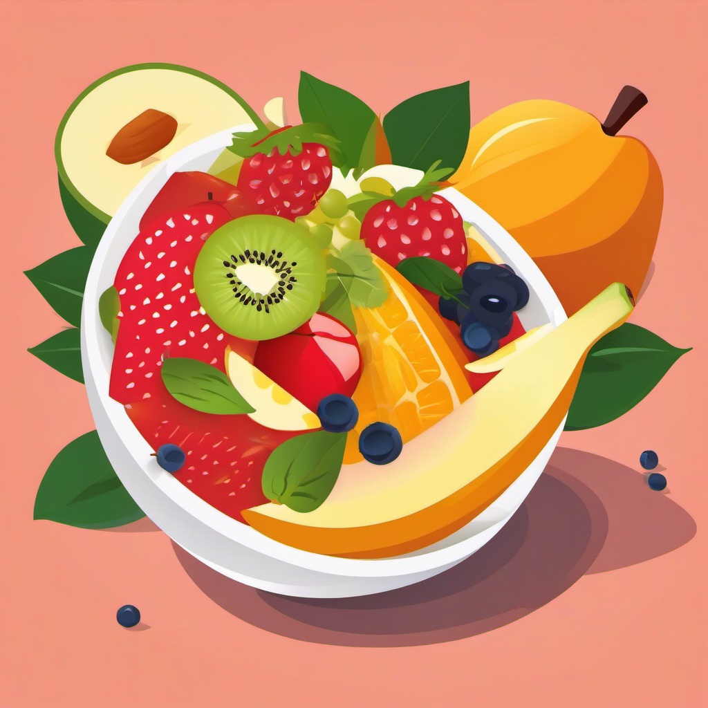 Pawpaw Fruit Salad Clipart - A bowl of fruit salad with pawpaw.  color vector clipart, minimal style