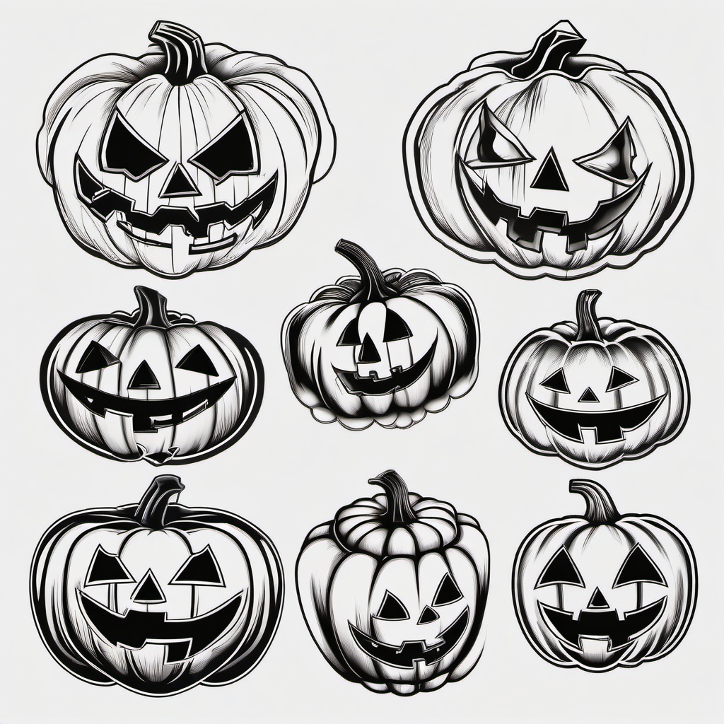 Jack O Lantern Tattoo Designs - Tattoo designs featuring the classic Jack O Lantern.  simple color tattoo,minimalist,white background