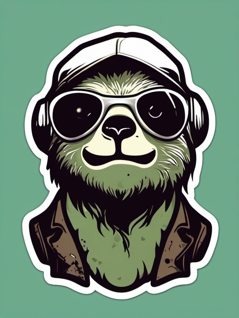 Zombie Sloth sticker- Slow-Moving Undead Humor, , sticker vector art, minimalist design