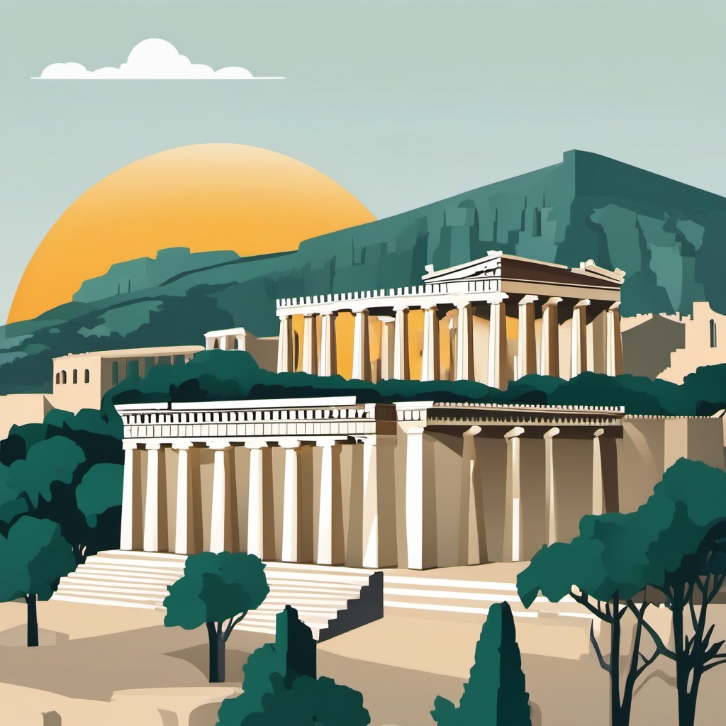 Acropolis of Athens clipart - Ancient citadel in Athens, Greece, ,color clipart vector style